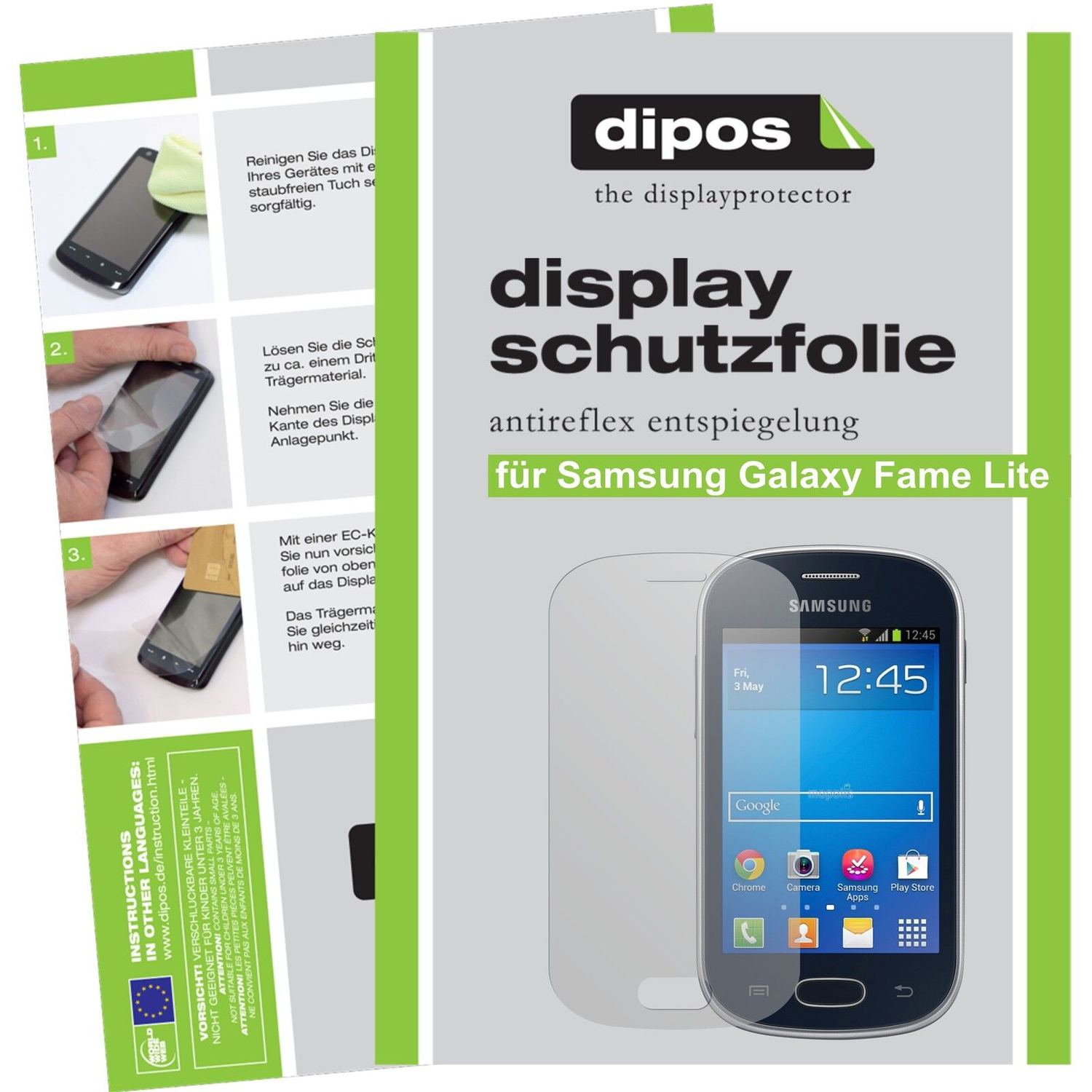 Matte Displayschutzfolie von dipos passend für Galaxy Fame Lite Samsung, präziser Zuschnitt und blasenfrei montiert