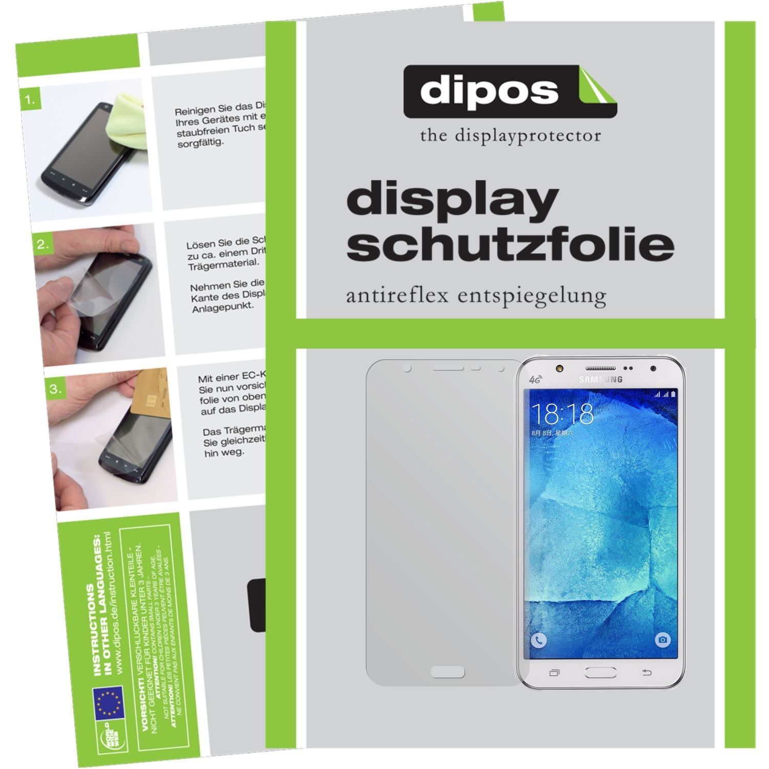 Matte Displayschutzfolie von dipos passend für Galaxy J7 Samsung, präziser Zuschnitt und blasenfrei montiert