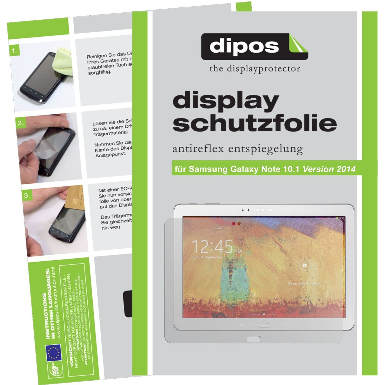 Matte Displayschutzfolie von dipos passend für Galaxy Note 10.1 (2014 Edition) Samsung, präziser Zuschnitt und blasenfrei montiert
