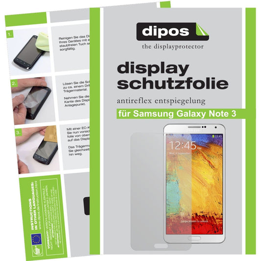 Matte Displayschutzfolie von dipos passend für Galaxy Note 3 Samsung, präziser Zuschnitt und blasenfrei montiert