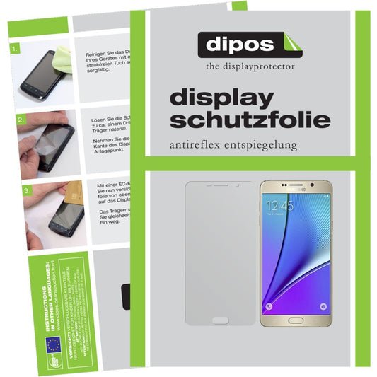 Matte Displayschutzfolie von dipos passend für Galaxy Note 5 Samsung, präziser Zuschnitt und blasenfrei montiert
