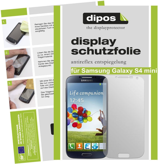 Matte Displayschutzfolie von dipos passend für Galaxy S4 mini Samsung, präziser Zuschnitt und blasenfrei montiert