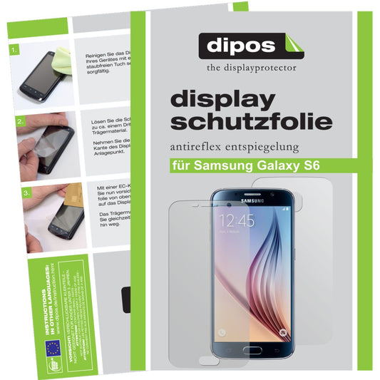 Matte Displayschutzfolie von dipos passend für Galaxy S6 Samsung, präziser Zuschnitt und blasenfrei montiert