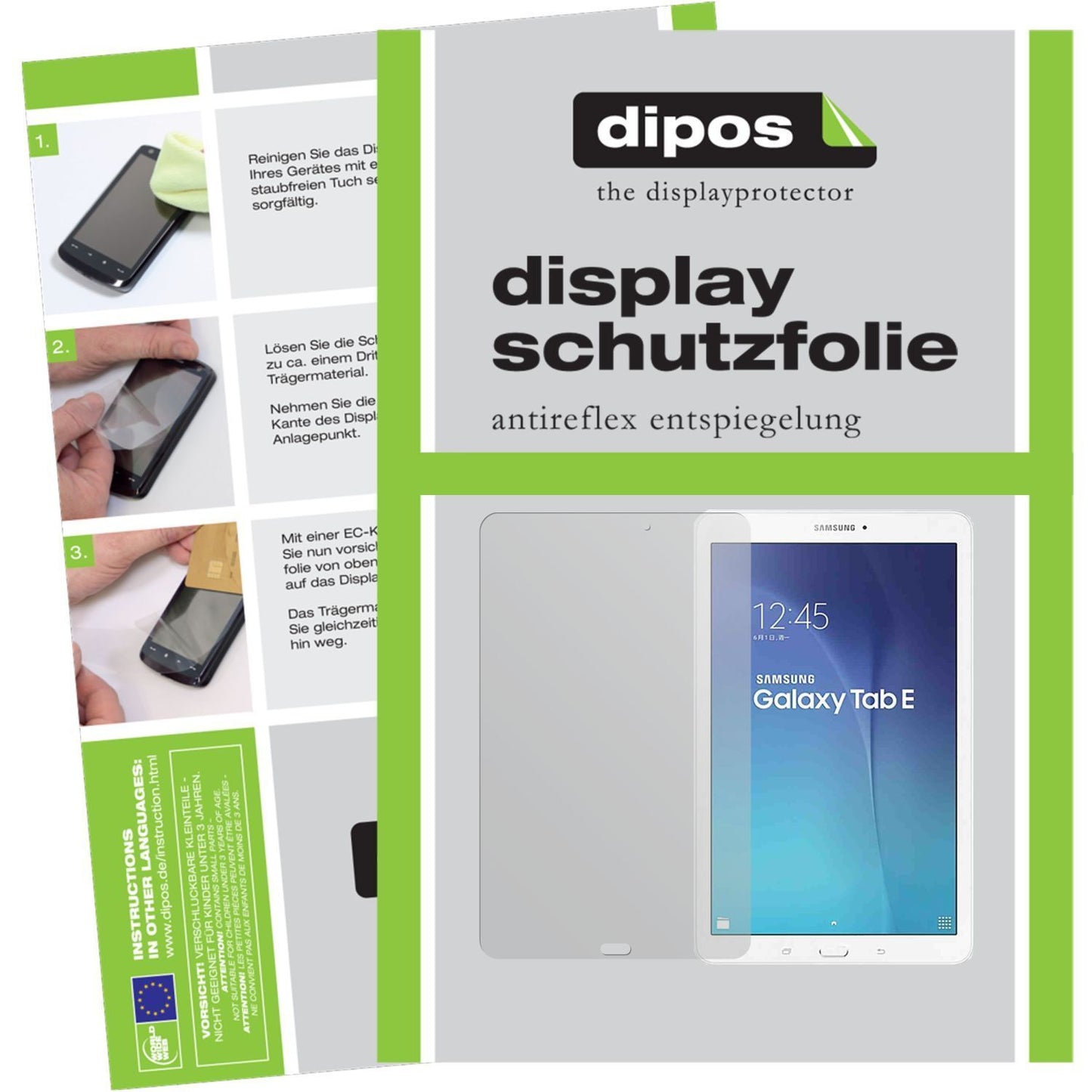 Matte Displayschutzfolie von dipos passend für Galaxy Tab E 9.6 Samsung, präziser Zuschnitt und blasenfrei montiert