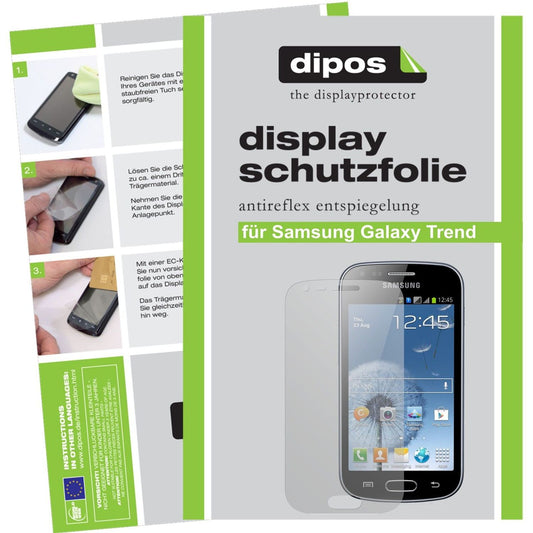 Matte Displayschutzfolie von dipos passend für Galaxy Trend Samsung, präziser Zuschnitt und blasenfrei montiert