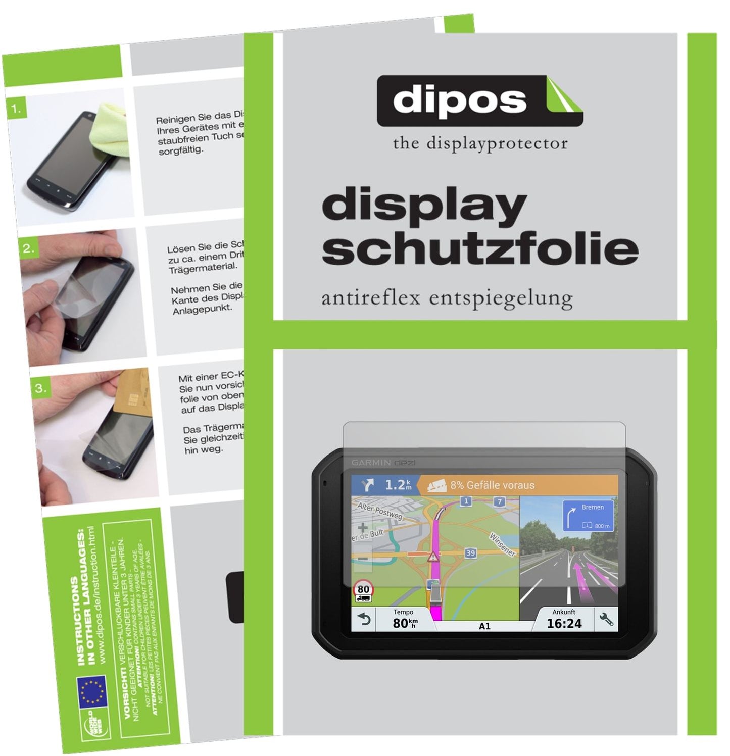 Matte Displayschutzfolie von dipos passend für Garmin Dezlcam 785 LMT-D EU, präziser Zuschnitt und blasenfrei montiert