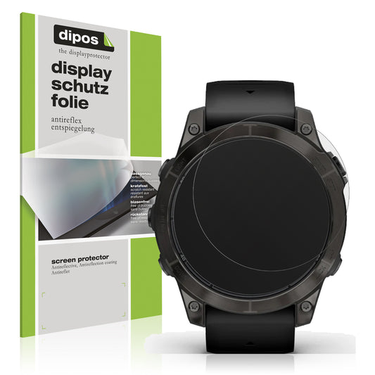 Matte Displayschutzfolie von dipos passend für Garmin Fenix 7 Pro 51mm, präziser Zuschnitt und blasenfrei montiert