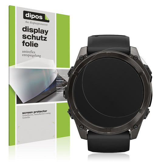 Matte Displayschutzfolie von dipos passend für Garmin Fenix 7x Pro 51mm, präziser Zuschnitt und blasenfrei montiert