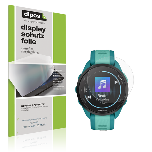 Matte Displayschutzfolie von dipos passend für Garmin Forerunner 165 Music, präziser Zuschnitt und blasenfrei montiert