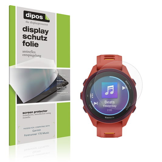 Matte Displayschutzfolie von dipos passend für Garmin Forerunner 170 Music, präziser Zuschnitt und blasenfrei montiert