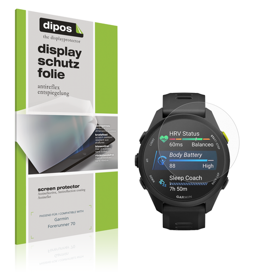 Matte Displayschutzfolie von dipos passend für Garmin Forerunner 70, präziser Zuschnitt und blasenfrei montiert