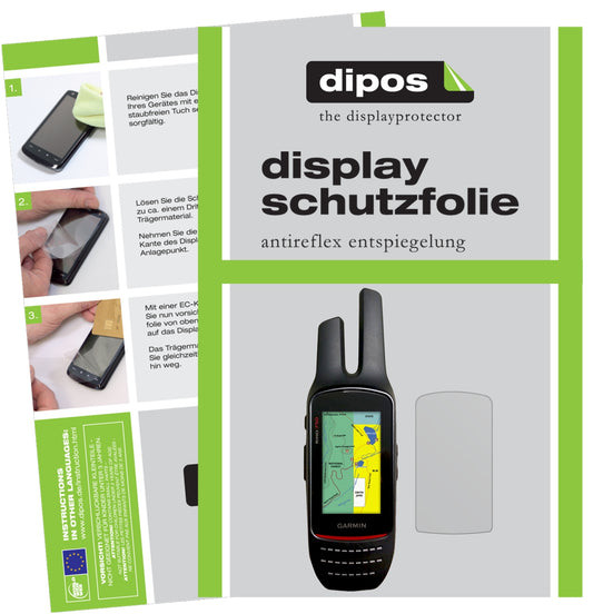 Matte Displayschutzfolie von dipos passend für Garmin Rino 755t, präziser Zuschnitt und blasenfrei montiert
