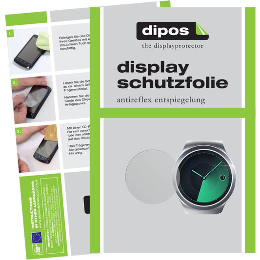Matte Displayschutzfolie von dipos passend für Gear S2 Samsung, präziser Zuschnitt und blasenfrei montiert