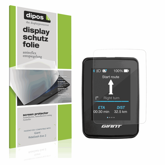 Matte Displayschutzfolie von dipos passend für Giant RideDash Evo 2, präziser Zuschnitt und blasenfrei montiert