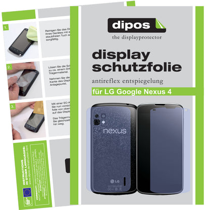 Matte Displayschutzfolie von dipos passend für Google Nexus 4 LG, präziser Zuschnitt und blasenfrei montiert