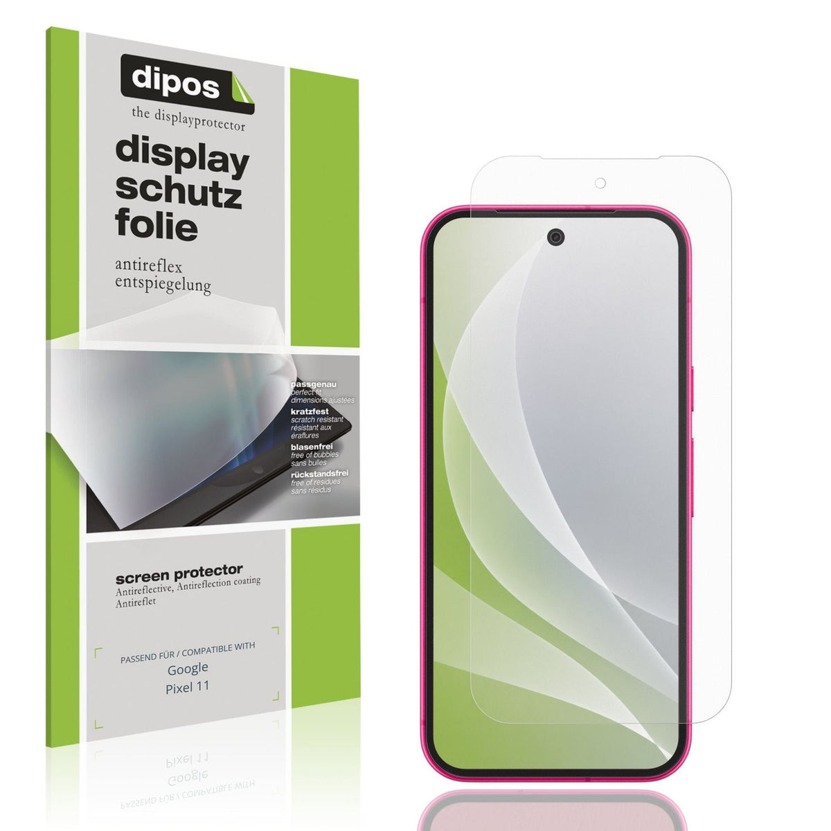 Matte Displayschutzfolie von dipos passend für Google Pixel 11, präziser Zuschnitt und blasenfrei montiert