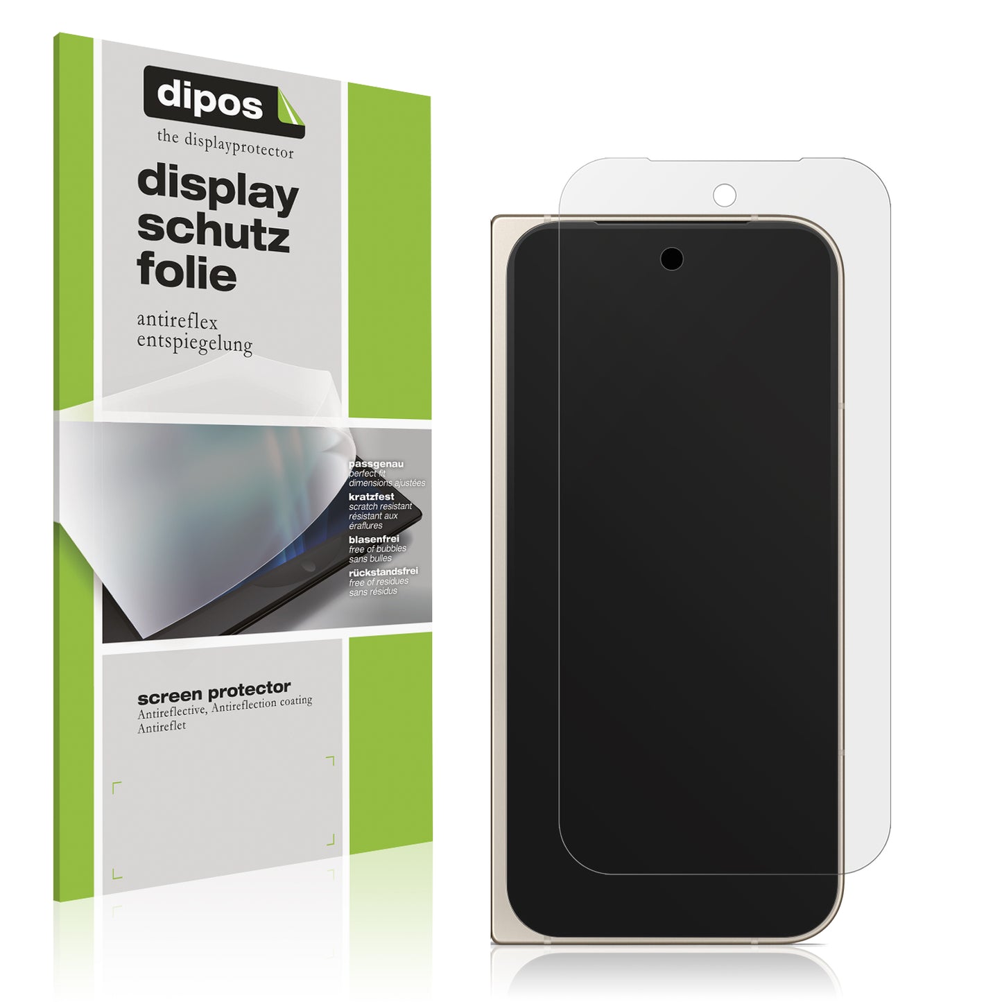 Matte Displayschutzfolie von dipos passend für Google Pixel 9 Pro Fold, präziser Zuschnitt und blasenfrei montiert