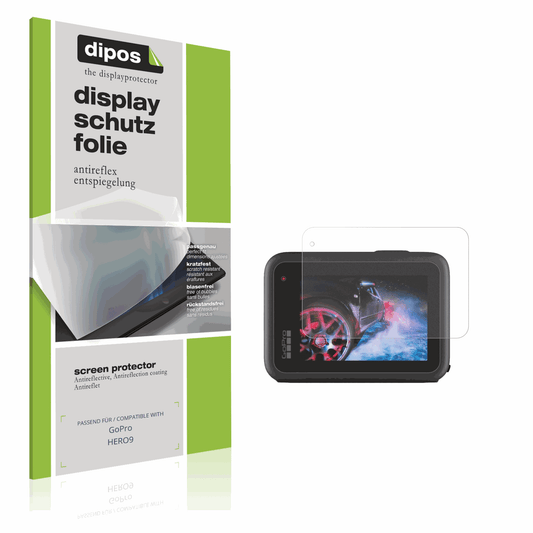 Matte Displayschutzfolie von dipos passend für GoPro HERO9, präziser Zuschnitt und blasenfrei montiert