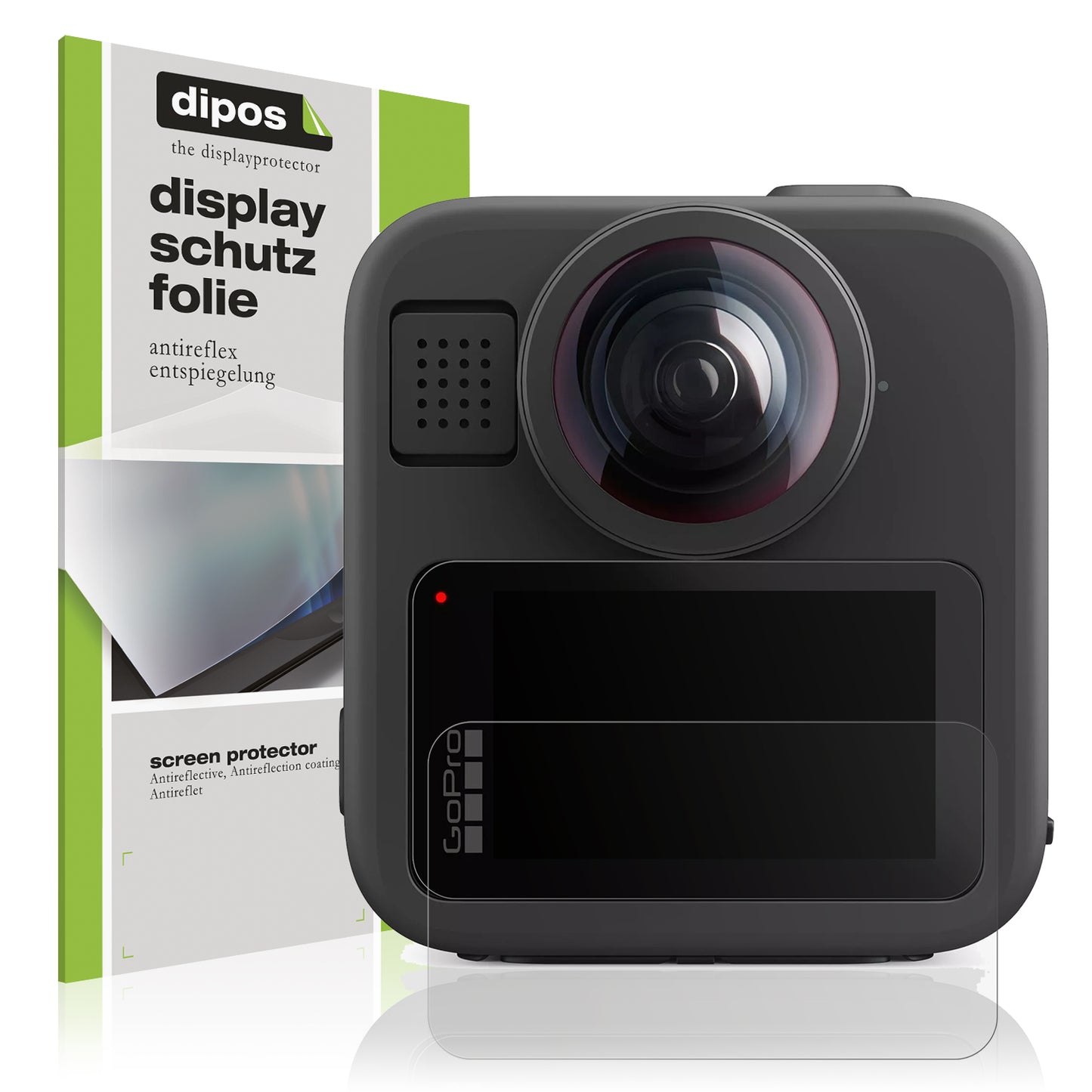 Matte Displayschutzfolie von dipos passend für GoPro Max 2, präziser Zuschnitt und blasenfrei montiert