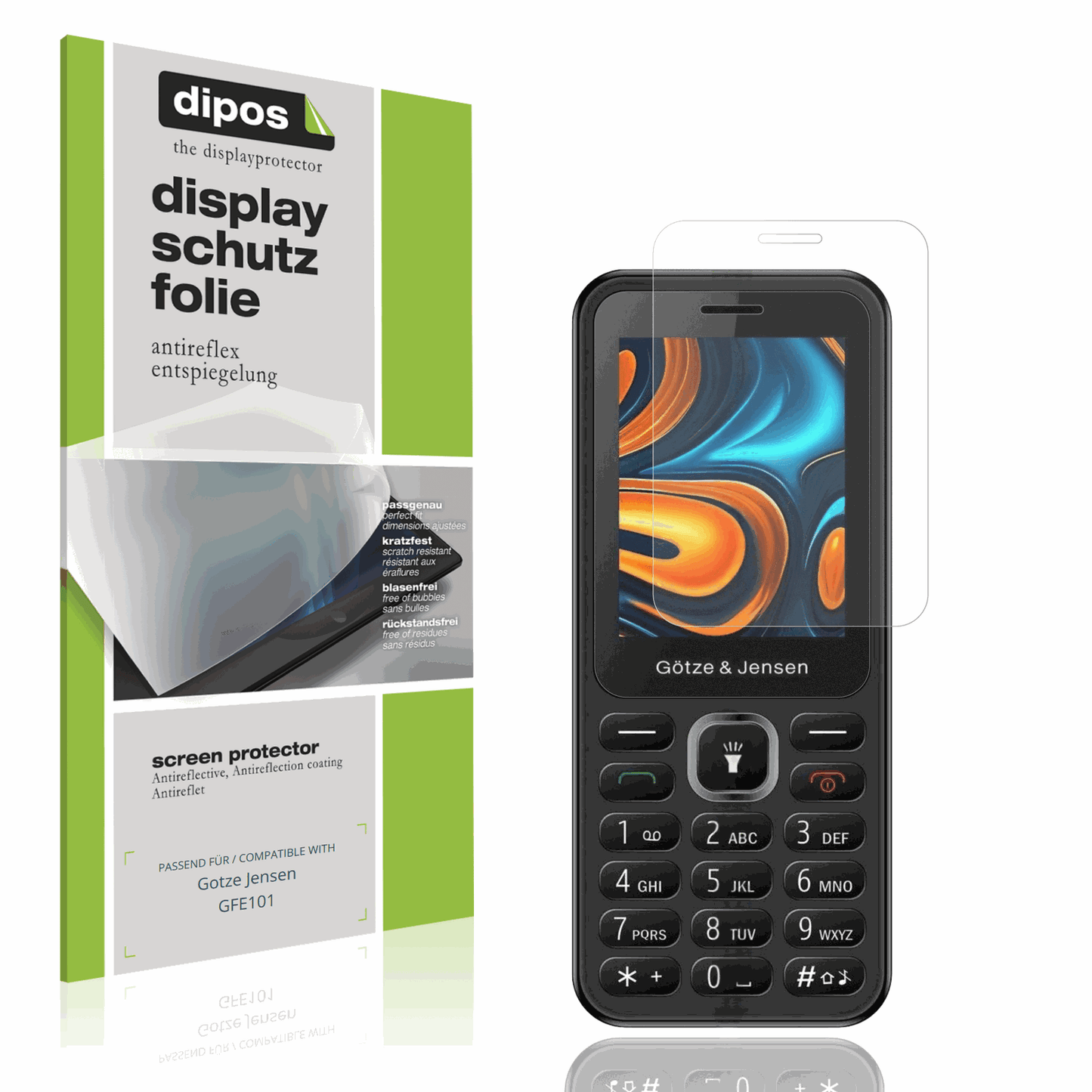 Matte Displayschutzfolie von dipos passend f�r Gotze Jensen GFE101, pr�ziser Zuschnitt und blasenfrei montiert