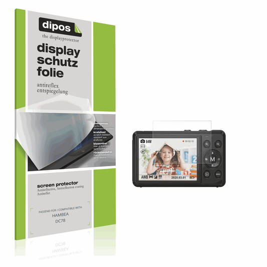 Matte Displayschutzfolie von dipos passend für HAMBEA DC78, präziser Zuschnitt und blasenfrei montiert
