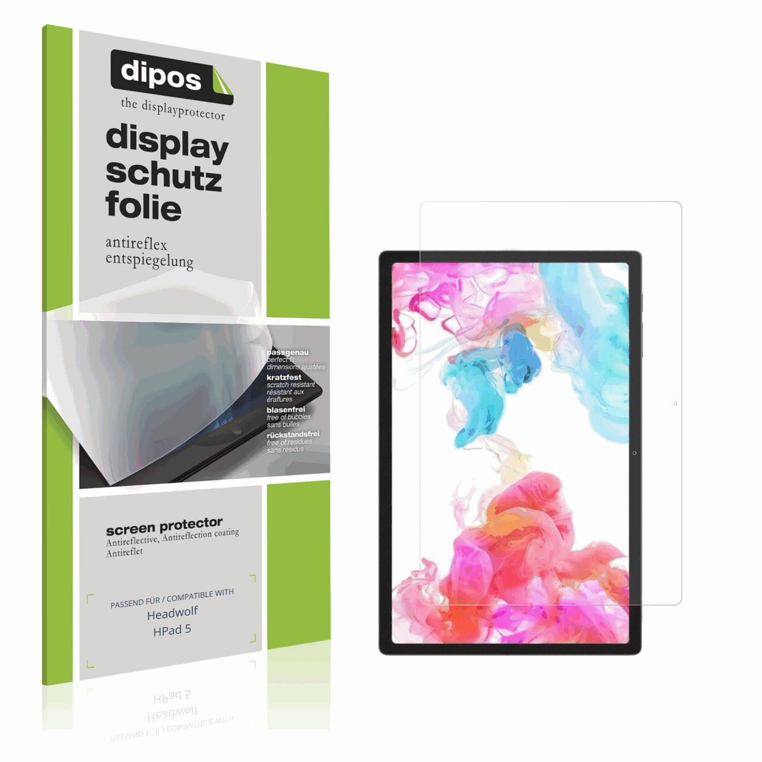 Matte Displayschutzfolie von dipos passend für Headwolf HPad 5, präziser Zuschnitt und blasenfrei montiert