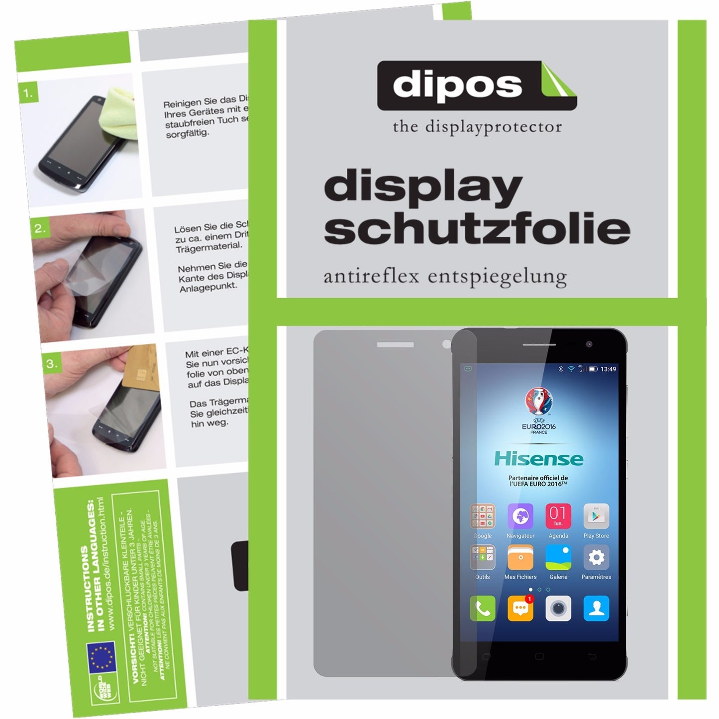 Matte Displayschutzfolie von dipos passend für Hisense C20, präziser Zuschnitt und blasenfrei montiert