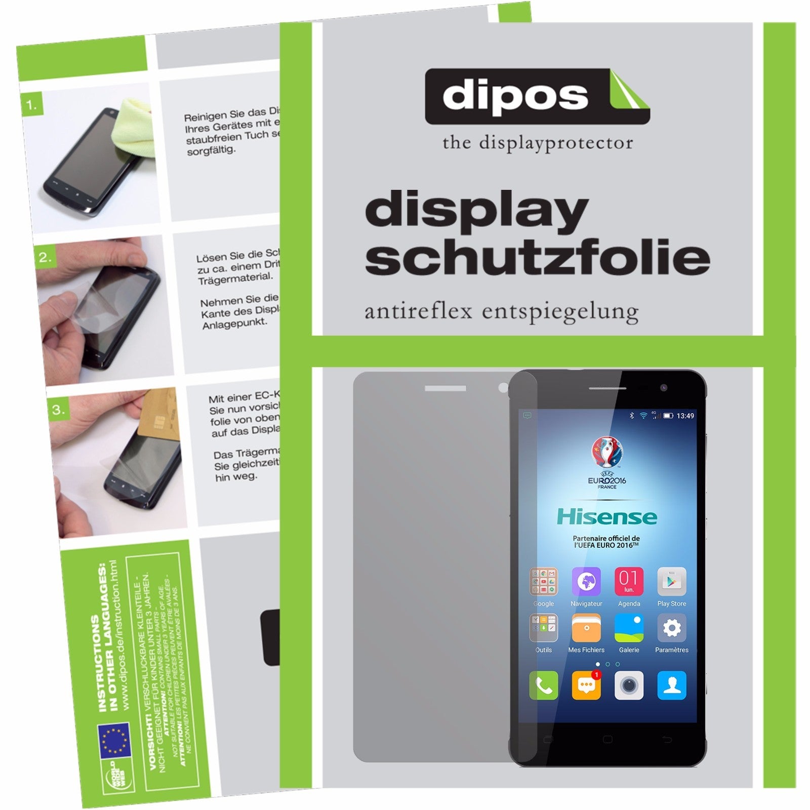 Matte Displayschutzfolie von dipos passend für Hisense C20, präziser Zuschnitt und blasenfrei montiert
