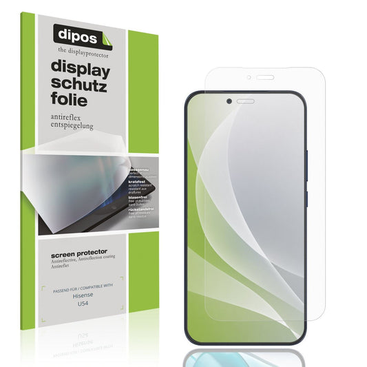 Matte Displayschutzfolie von dipos passend für Hisense U54, präziser Zuschnitt und blasenfrei montiert