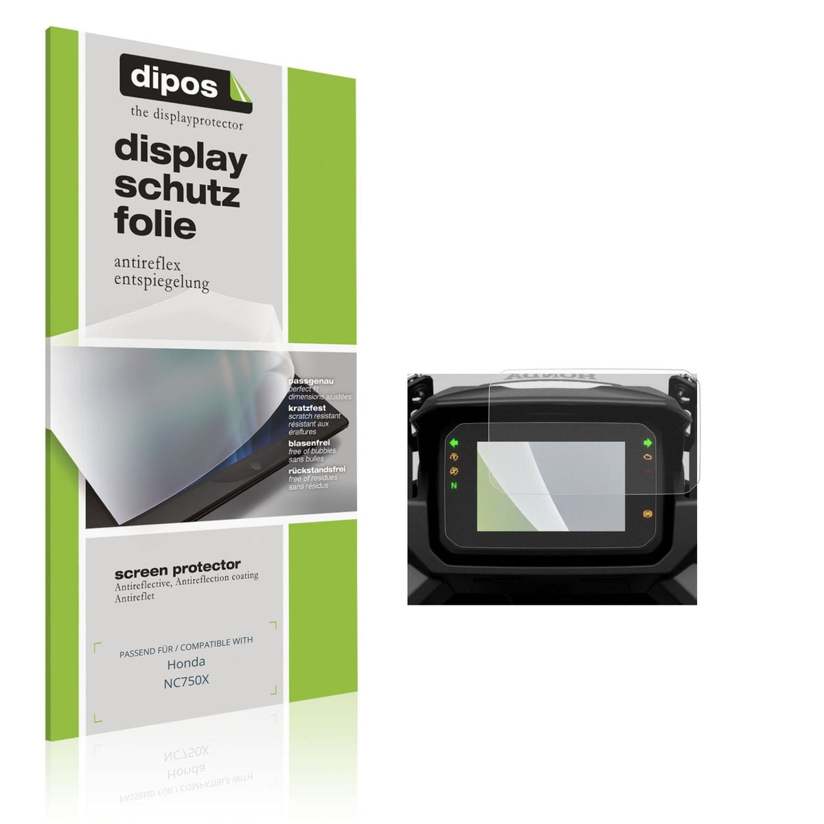 Matte Displayschutzfolie von dipos passend für Honda NC750X, präziser Zuschnitt und blasenfrei montiert
