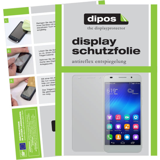 Matte Displayschutzfolie von dipos passend für Honor 4A Huawei, präziser Zuschnitt und blasenfrei montiert