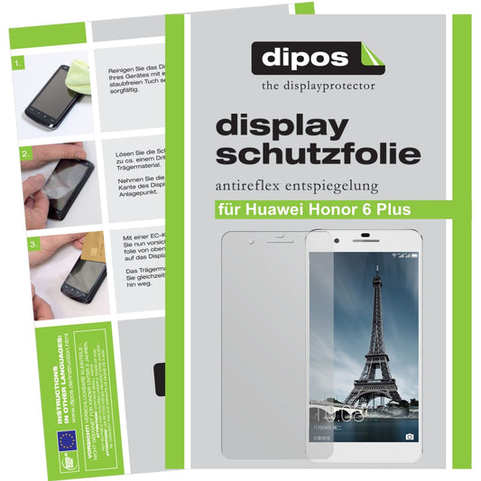 Matte Displayschutzfolie von dipos passend für Honor 6 Plus Huawei, präziser Zuschnitt und blasenfrei montiert