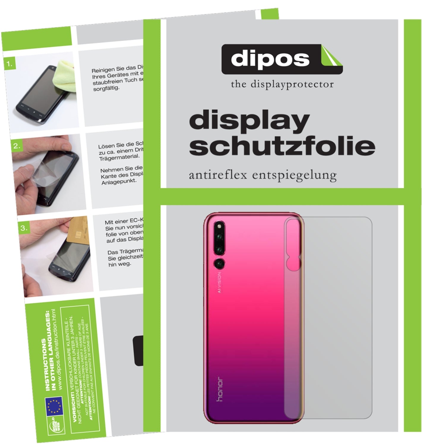 Matte Displayschutzfolie von dipos passend für Honor Magic 2 Rückseite, präziser Zuschnitt und blasenfrei montiert