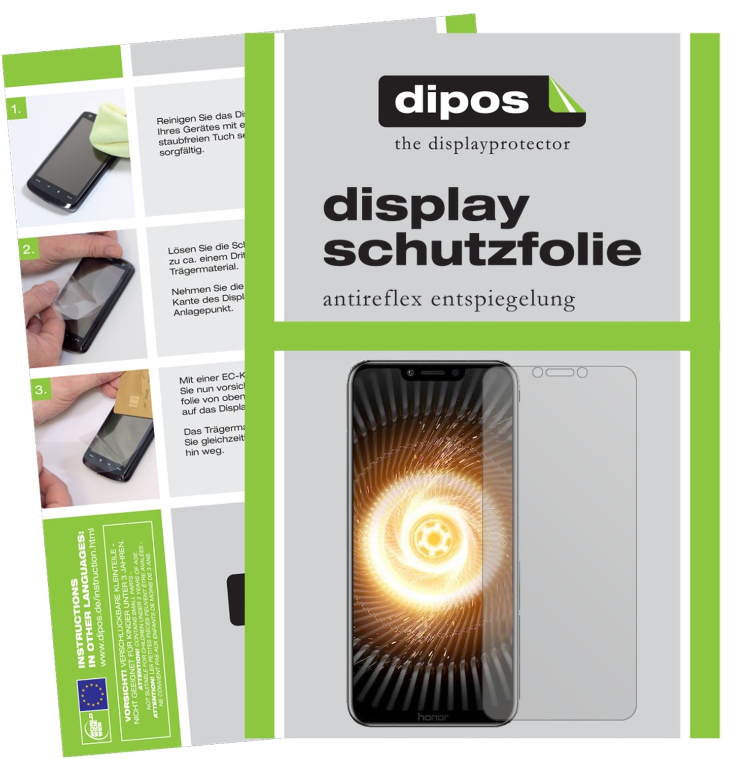 Matte Displayschutzfolie von dipos passend für Honor Play, präziser Zuschnitt und blasenfrei montiert