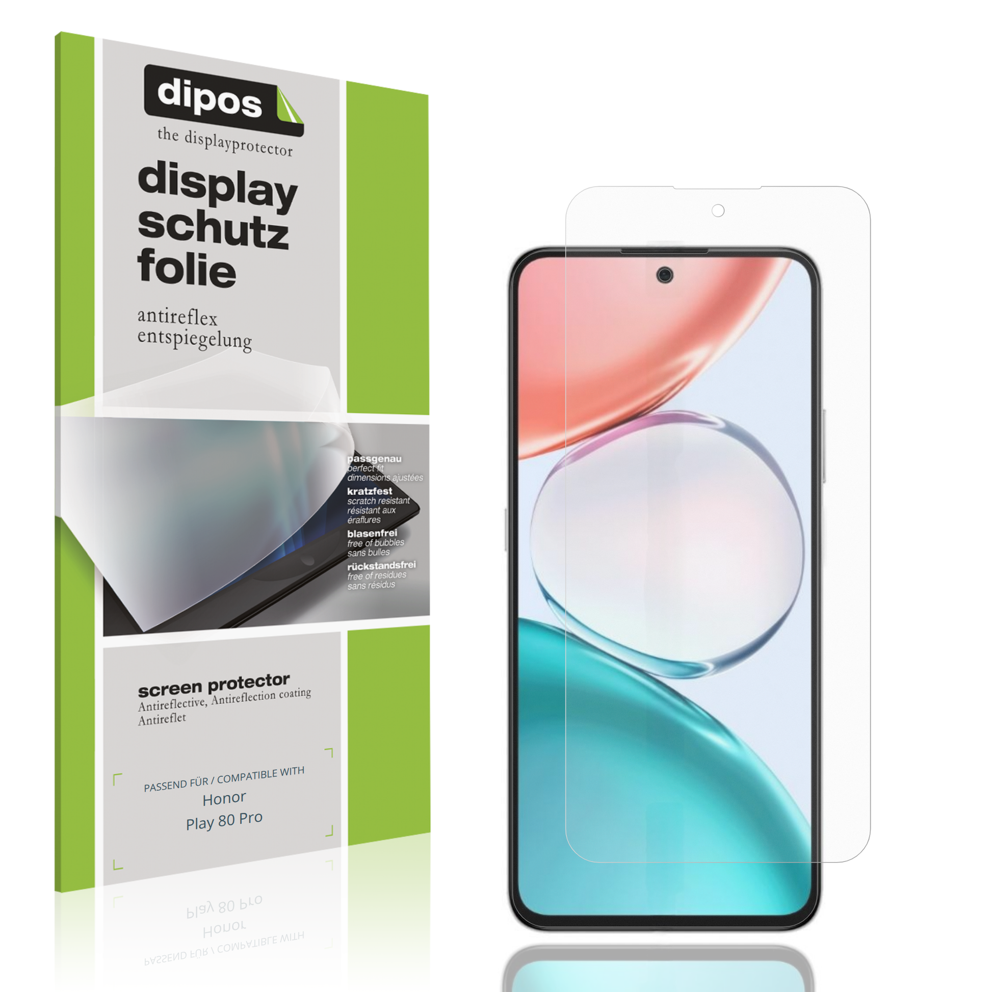 Matte Displayschutzfolie von dipos passend für Honor Play 80 Pro, präziser Zuschnitt und blasenfrei montiert