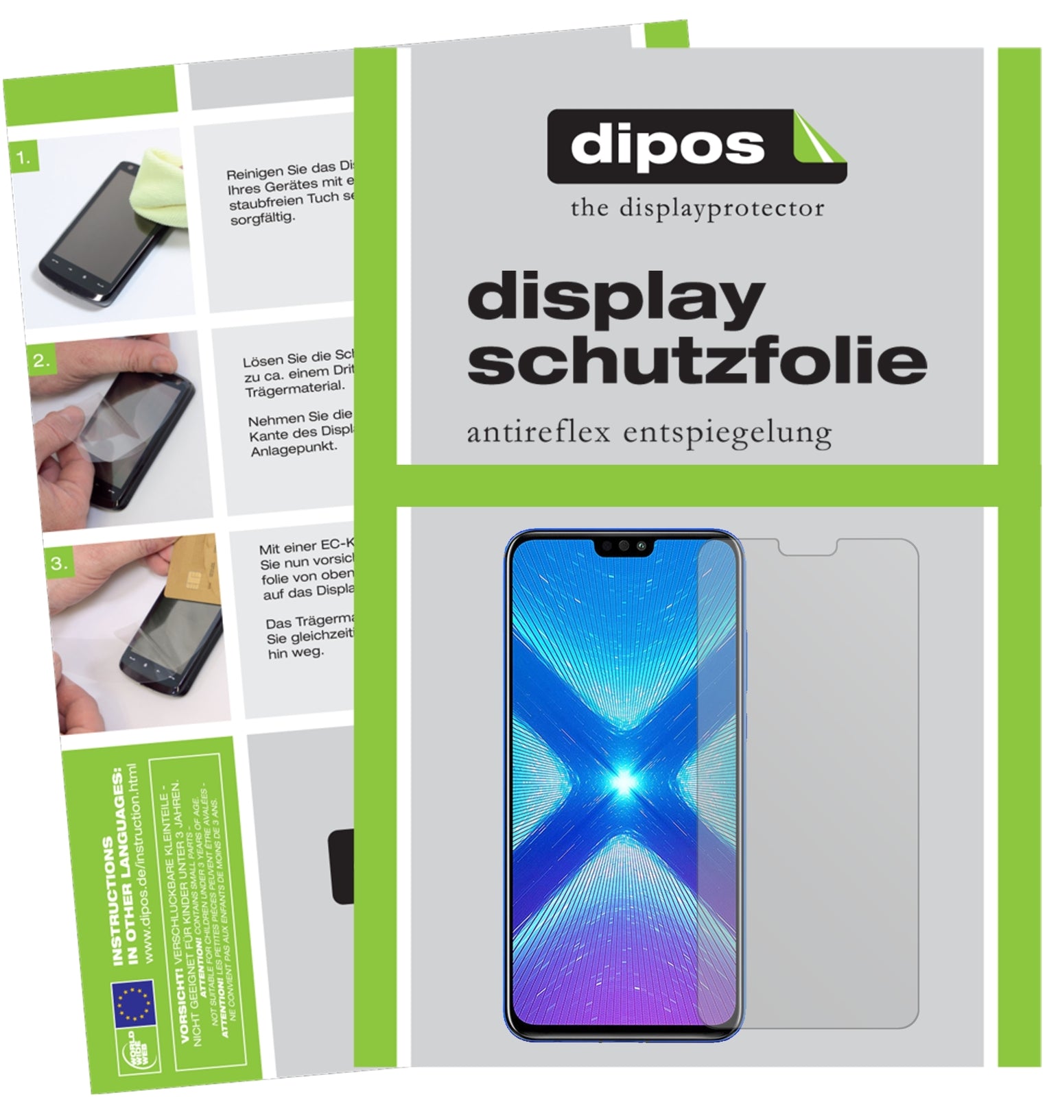 Matte Displayschutzfolie von dipos passend für Honor View 10 Lite, präziser Zuschnitt und blasenfrei montiert