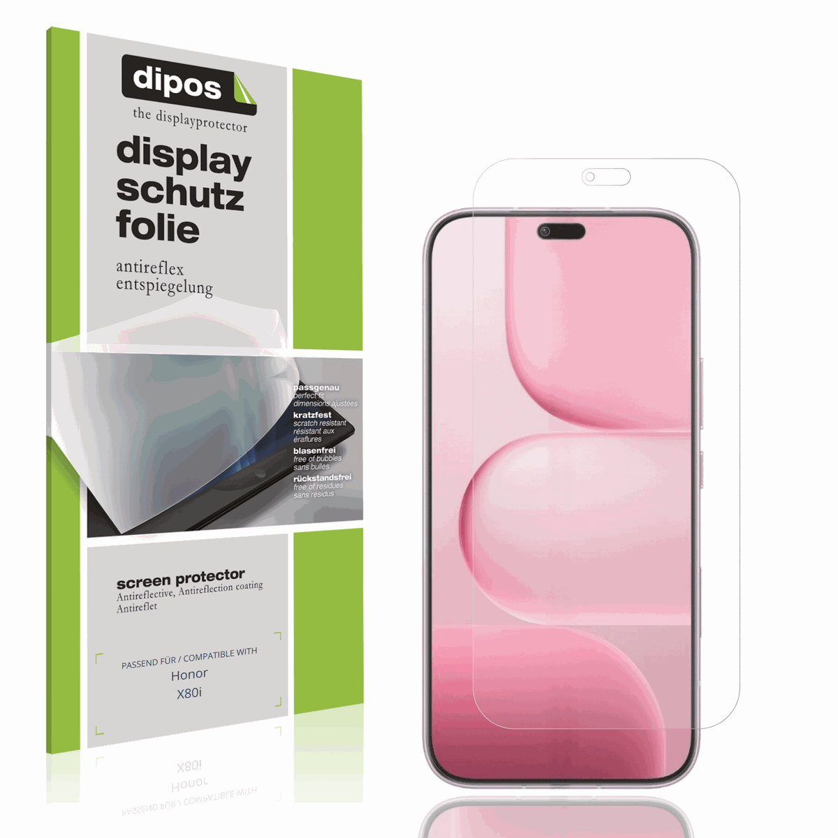 Matte Displayschutzfolie von dipos passend für Honor X80i, präziser Zuschnitt und blasenfrei montiert