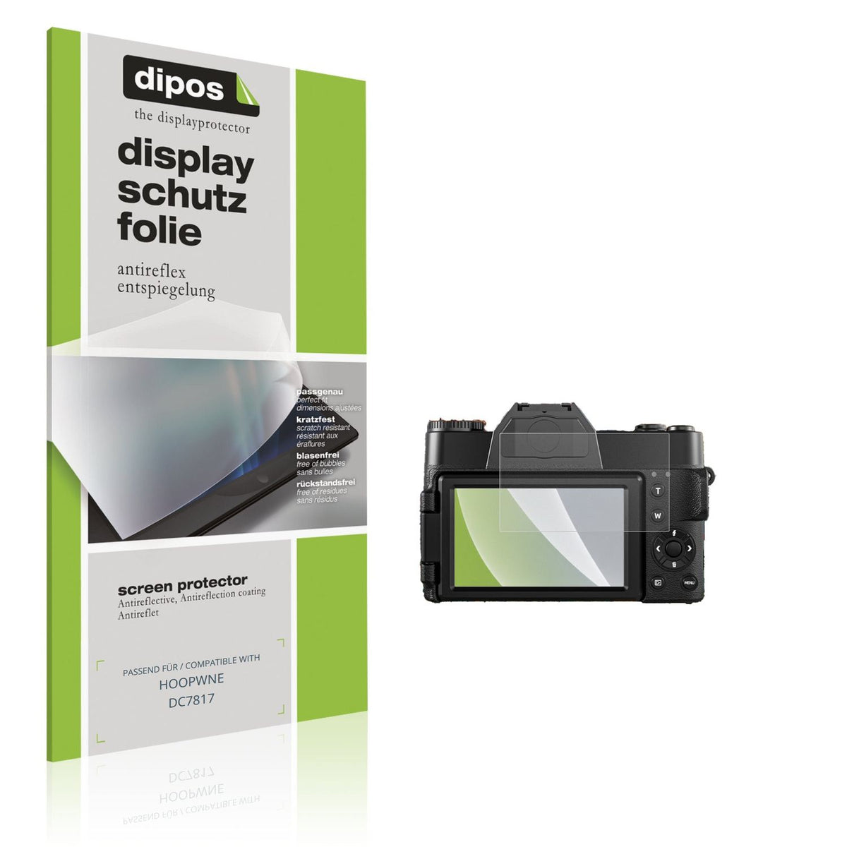 Matte Displayschutzfolie von dipos passend für HOOPWNE DC7817, präziser Zuschnitt und blasenfrei montiert