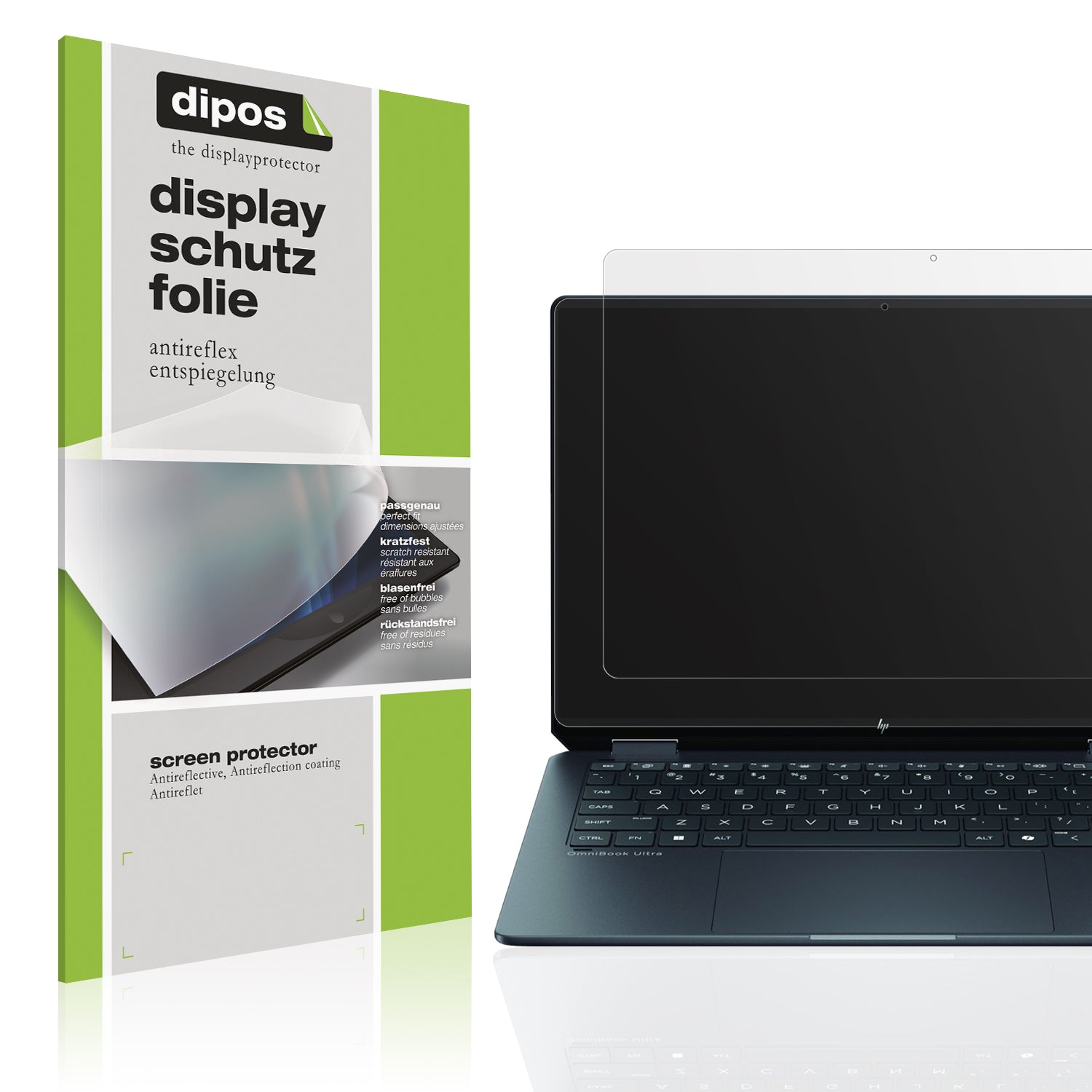 Matte Displayschutzfolie von dipos passend für HP OmniBook Ultra Flip 14, präziser Zuschnitt und blasenfrei montiert