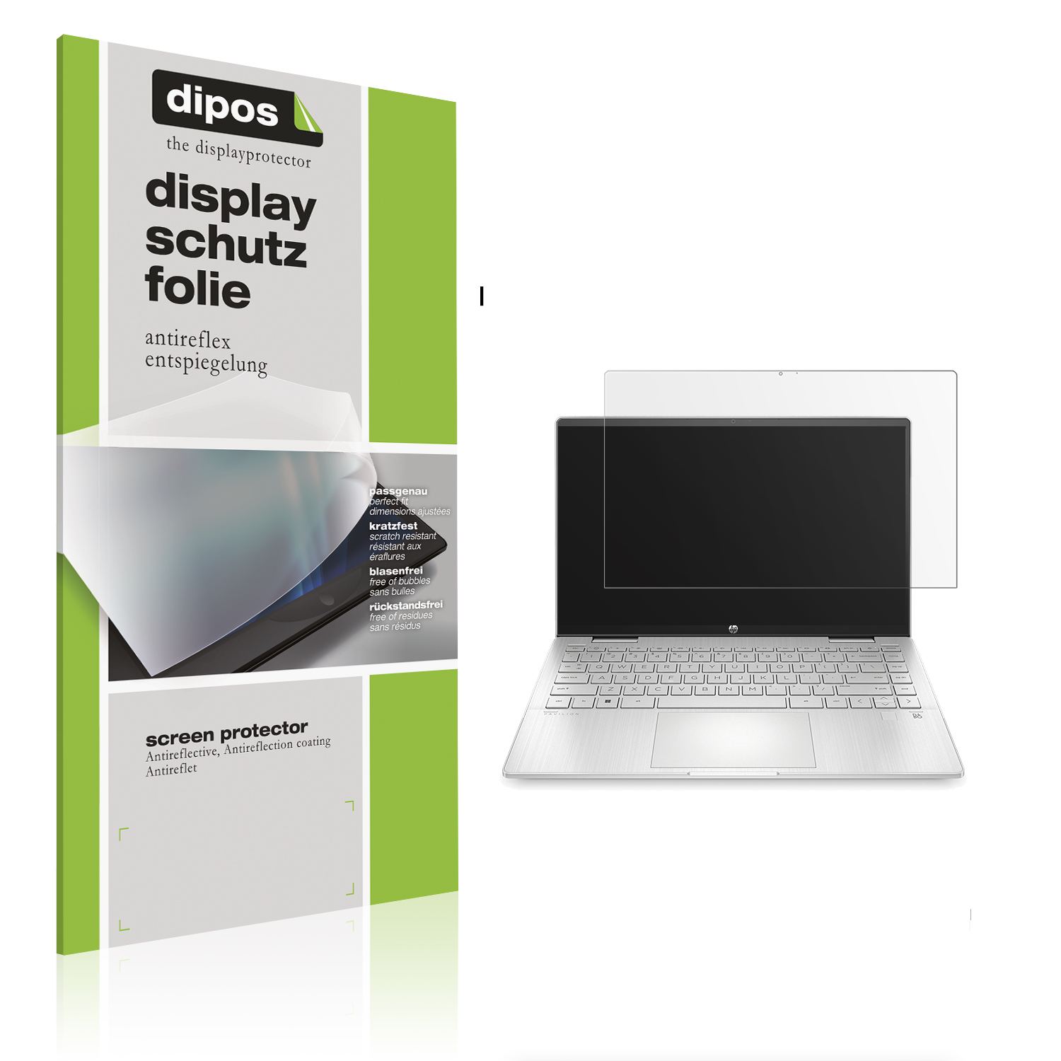 Matte Displayschutzfolie von dipos passend für HP Pavilion x360 2-in-1 14-ek1672nd, präziser Zuschnitt und blasenfrei montiert