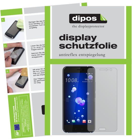 Matte Displayschutzfolie von dipos passend für HTC U11, präziser Zuschnitt und blasenfrei montiert