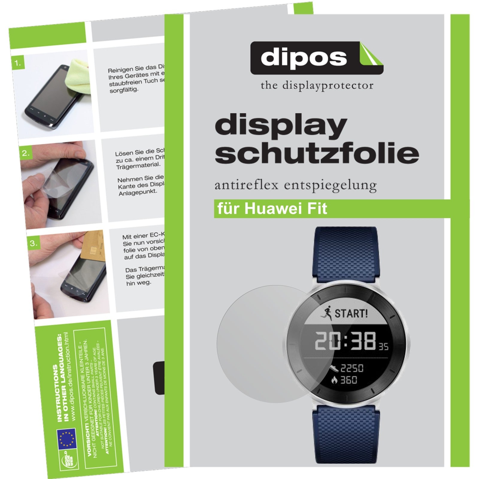 Matte Displayschutzfolie von dipos passend für Huawei Fit, präziser Zuschnitt und blasenfrei montiert