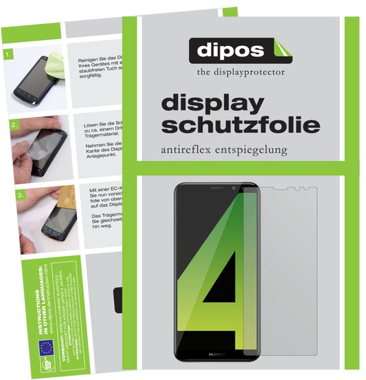 Matte Displayschutzfolie von dipos passend für Huawei Mate 10 Lite, präziser Zuschnitt und blasenfrei montiert