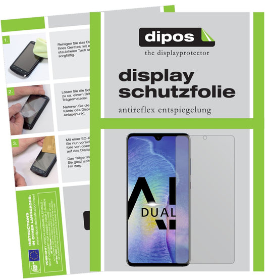 Matte Displayschutzfolie von dipos passend für Huawei Mate 20, präziser Zuschnitt und blasenfrei montiert