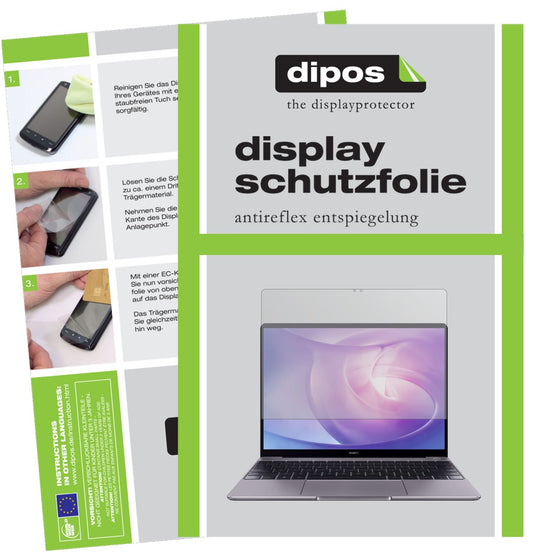 Matte Displayschutzfolie von dipos passend für Huawei Matebook 13, präziser Zuschnitt und blasenfrei montiert