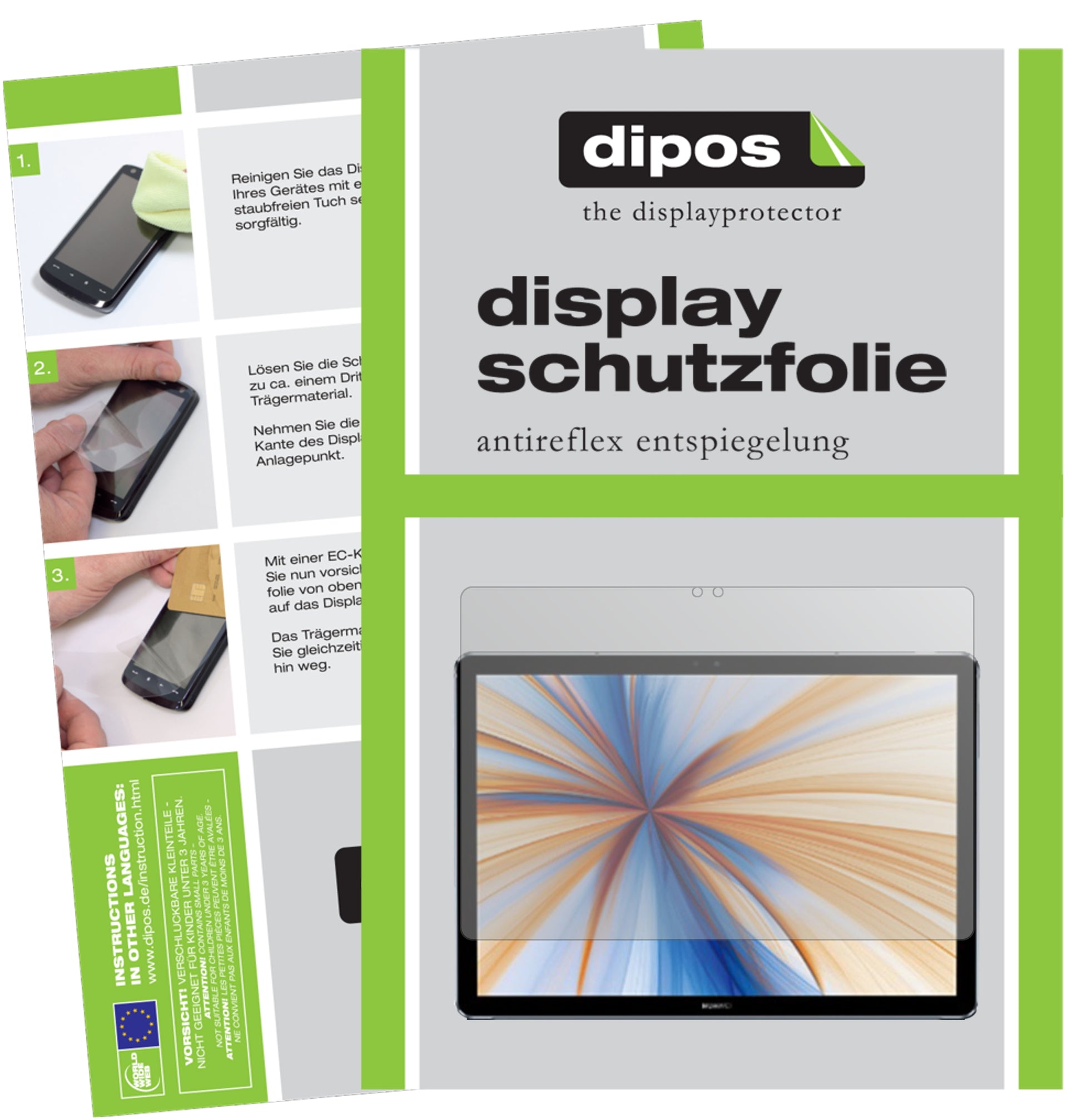 Matte Displayschutzfolie von dipos passend für Huawei MateBook E (2019), präziser Zuschnitt und blasenfrei montiert