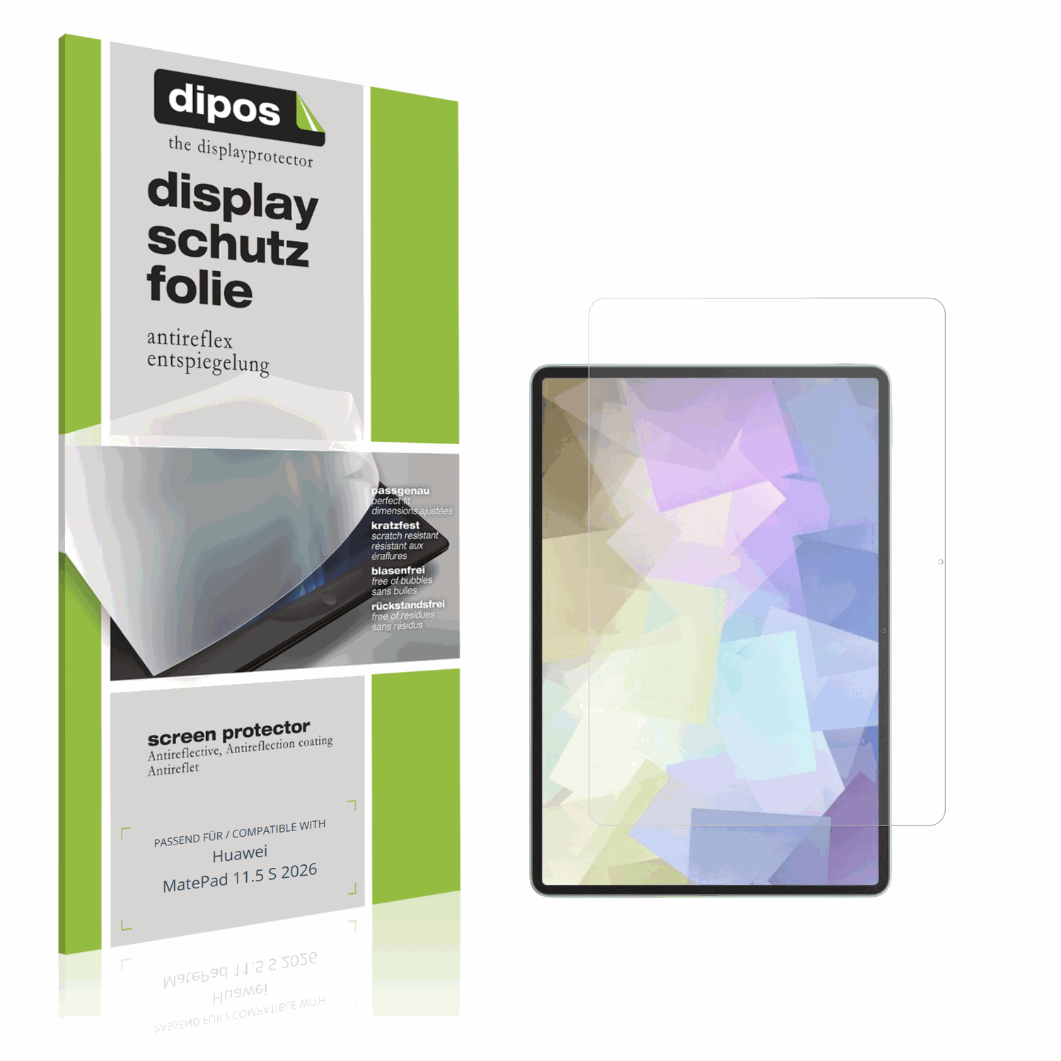 Matte Displayschutzfolie von dipos passend f�r Huawei MatePad 11.5 S 2026, pr�ziser Zuschnitt und blasenfrei montiert