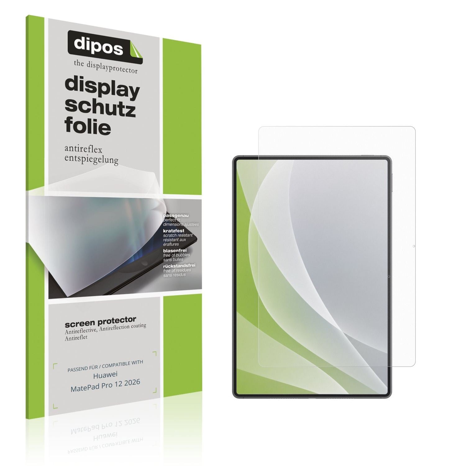 Matte Displayschutzfolie von dipos passend für Huawei MatePad Pro 12 2026, präziser Zuschnitt und blasenfrei montiert