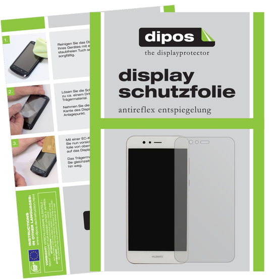 Matte Displayschutzfolie von dipos passend für Huawei Nova 2, präziser Zuschnitt und blasenfrei montiert