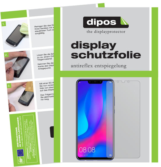 Matte Displayschutzfolie von dipos passend für Huawei Nova 3i, präziser Zuschnitt und blasenfrei montiert